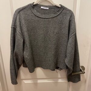 Zara Charcoal Knit cropped long sleeve top
